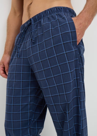 2 Pack Blue Check Slinky Pyjama Bottoms
