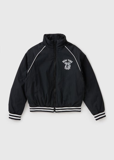 Girls Black New York Varsity Jacket (7-15yrs)
