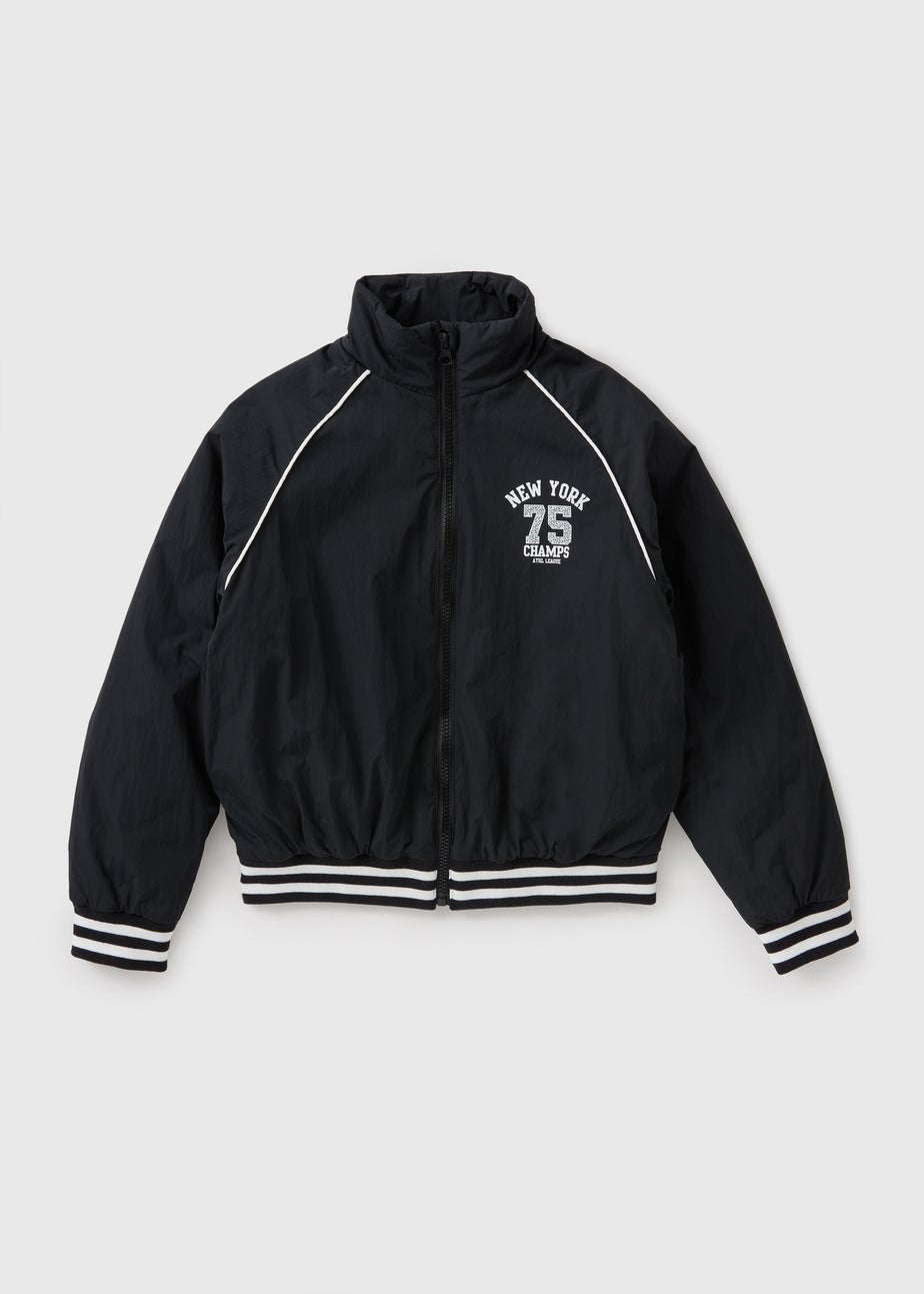 Girls Black New York Varsity Jacket (7-15yrs)