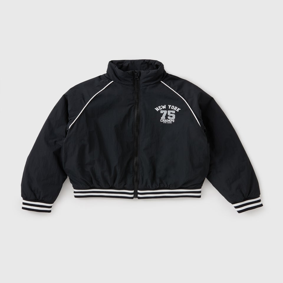 Girls Black New York Varsity Jacket (7-15yrs)