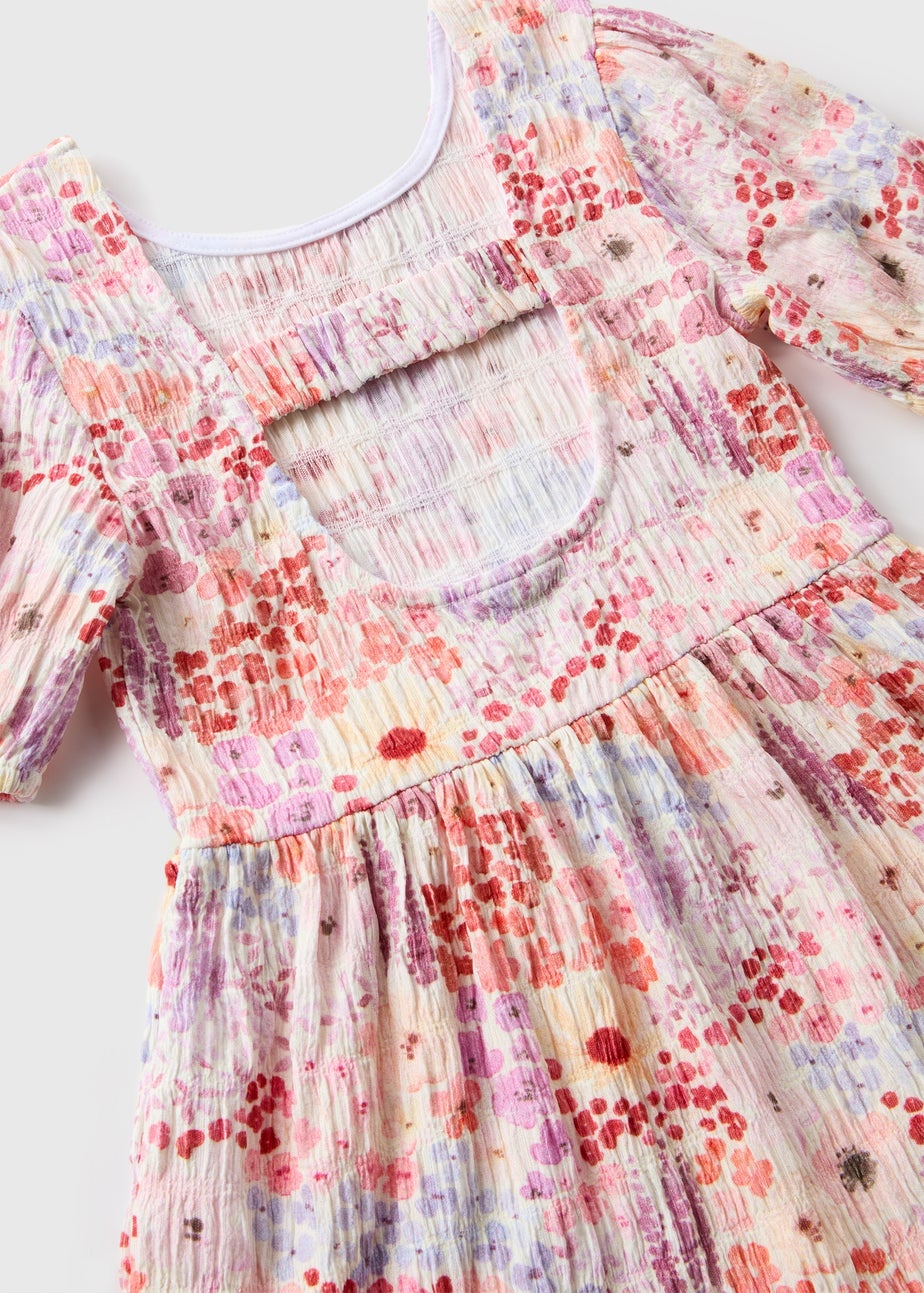 Girls Multicolour Floral Crinkle Dress (7-15yrs)