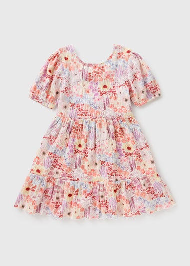 Girls Multicolour Floral Crinkle Dress (7-15yrs)