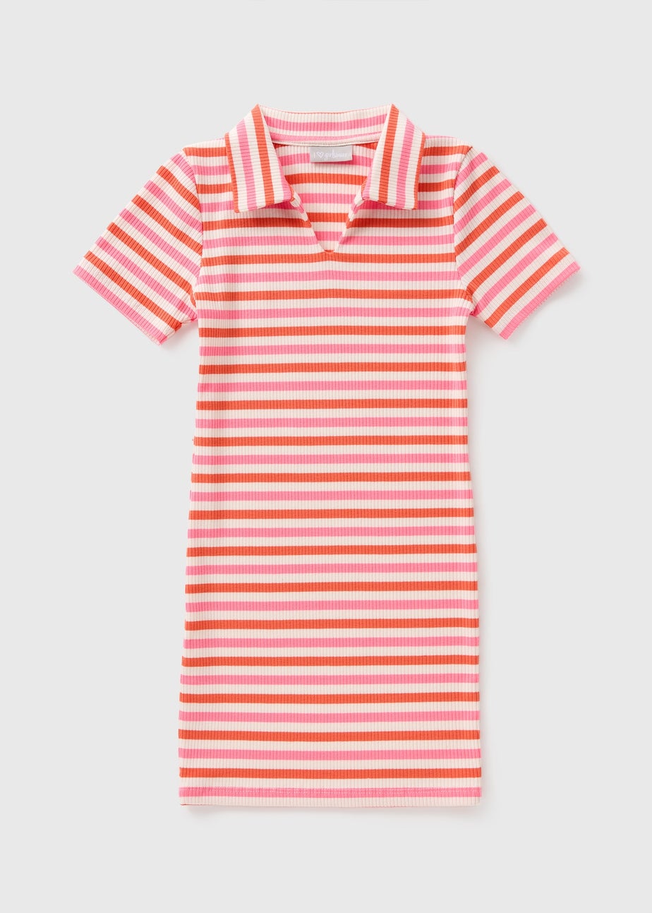Girls Pink Striped Dress (7-15yrs)