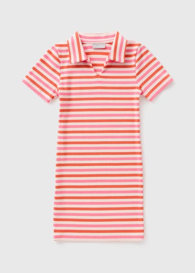 Girls Pink Striped Dress (7-15yrs)