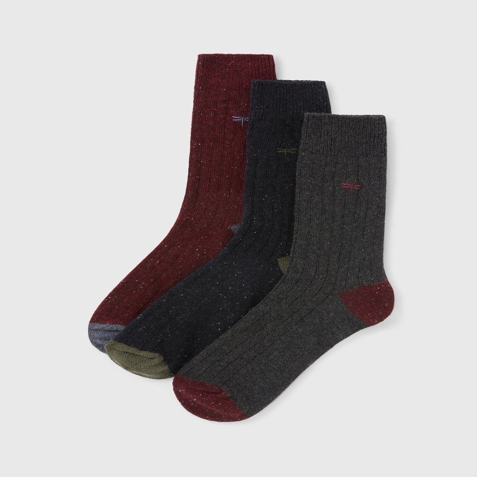 3 Pack Multicolour Boot Socks