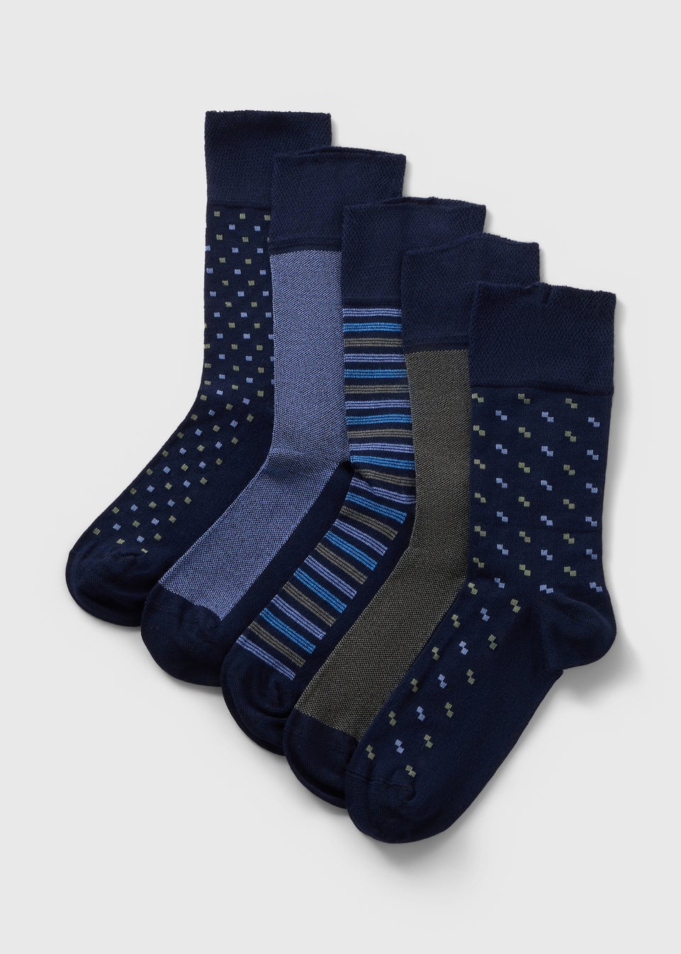 5 Pack Navy Flexi Top Socks