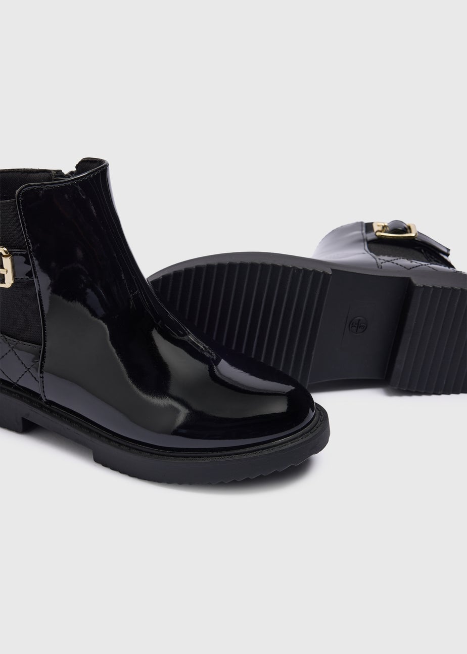 Girls Black Quilted Chelsea Boots (Younger 10-Older 5)