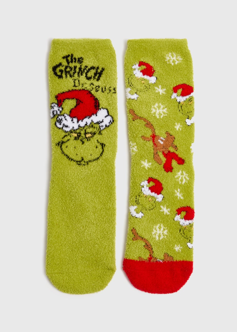 Grinch 2 Pack Kids Green Cosy Socks (Younger 6-Older 5.5)