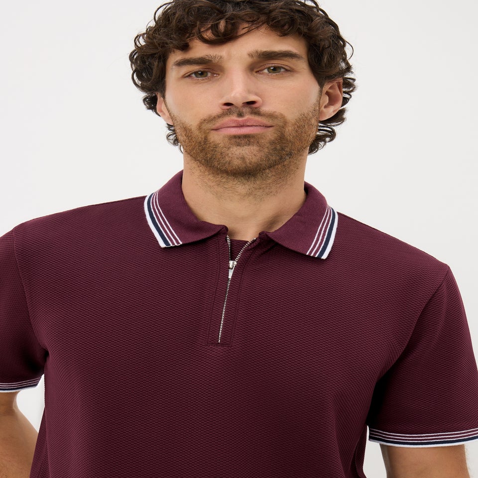 Burgundy Tipped Polo Shirt