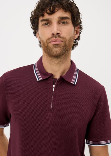 Burgundy Tipped Polo Shirt