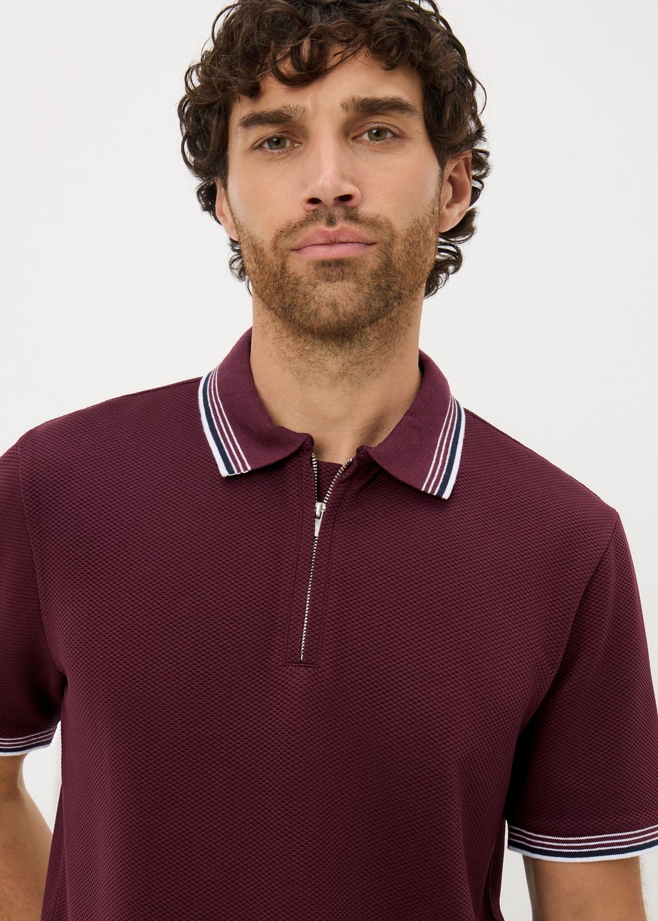 Burgundy Tipped Polo Shirt