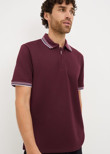 Burgundy Tipped Polo Shirt