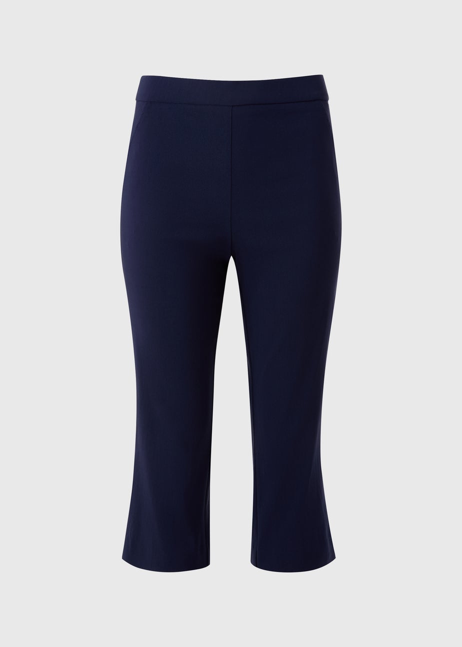 Navy Bengaline Cropped Leggings
