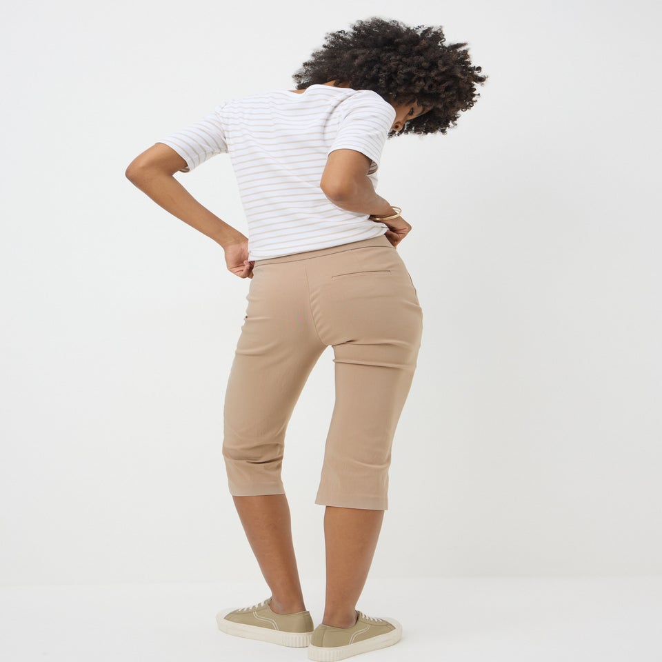 Stone Bengaline Cropped Trousers