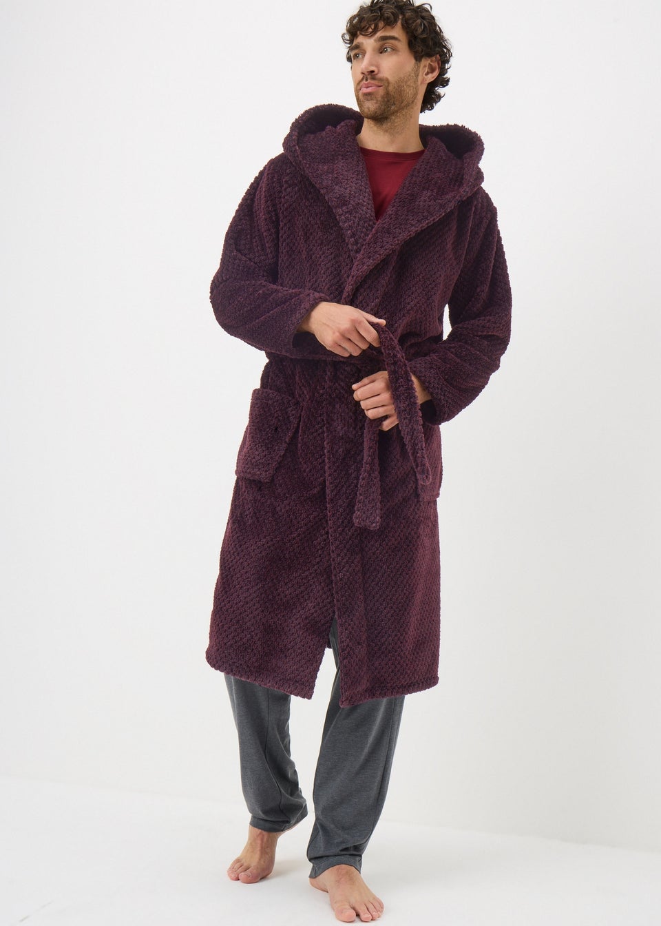 Burgundy Honeycomb Dressing Gown