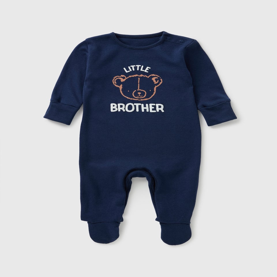 Baby Navy Little Brother Sleepsuit (0-18mths)