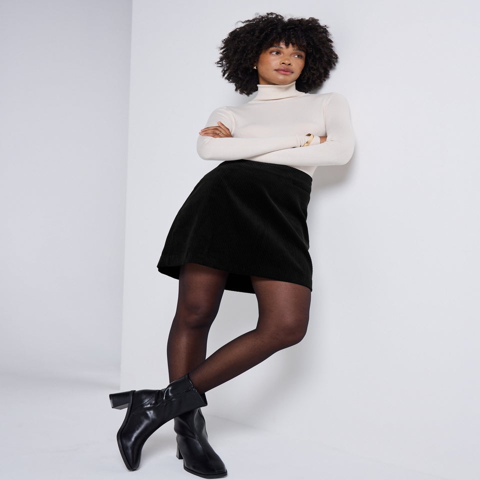 Black Cord Mini Skirt