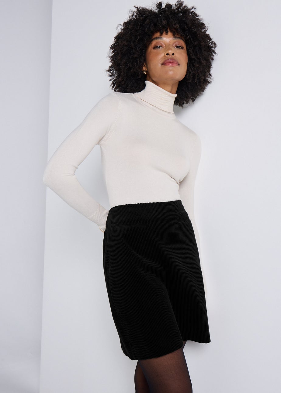 Black Cord Mini Skirt