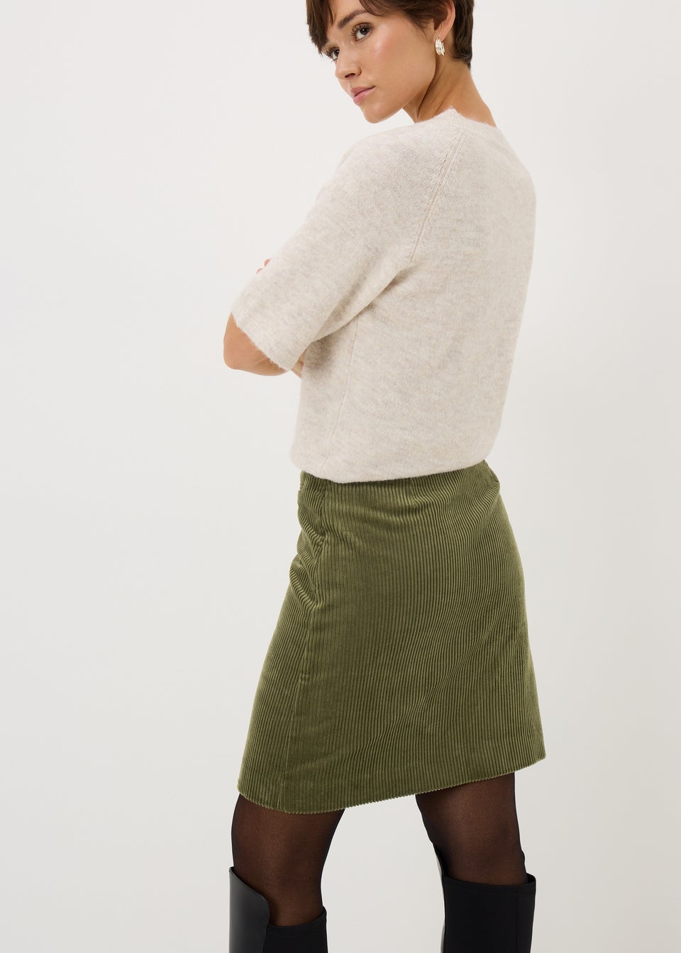 Green Cord Mini Skirt