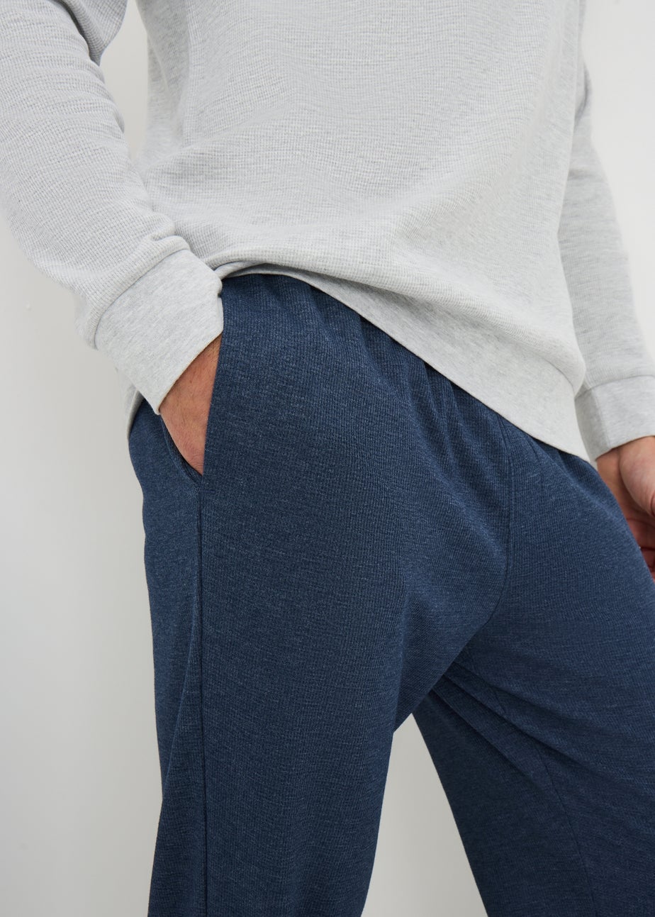 Grey & Blue Denim Marl Waffle Pyjama Set