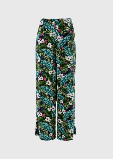Green Tropical Wide Leg Trousers