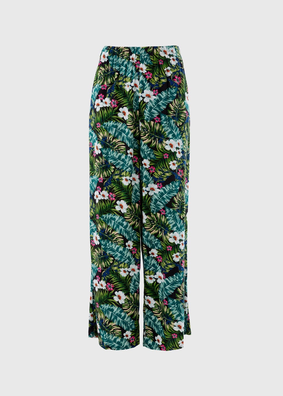 Green Tropical Wide Leg Trousers