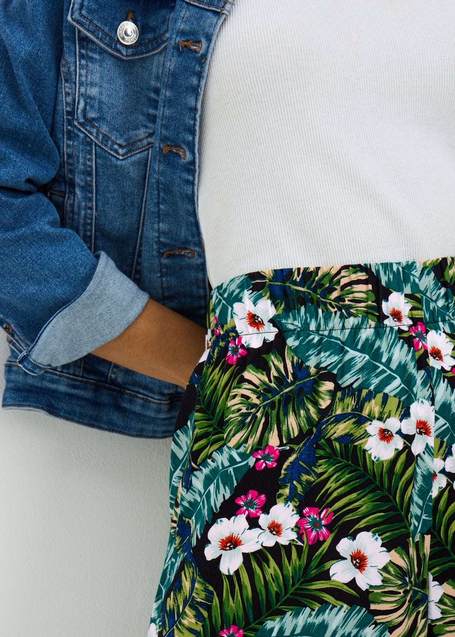 Green Tropical Wide Leg Trousers