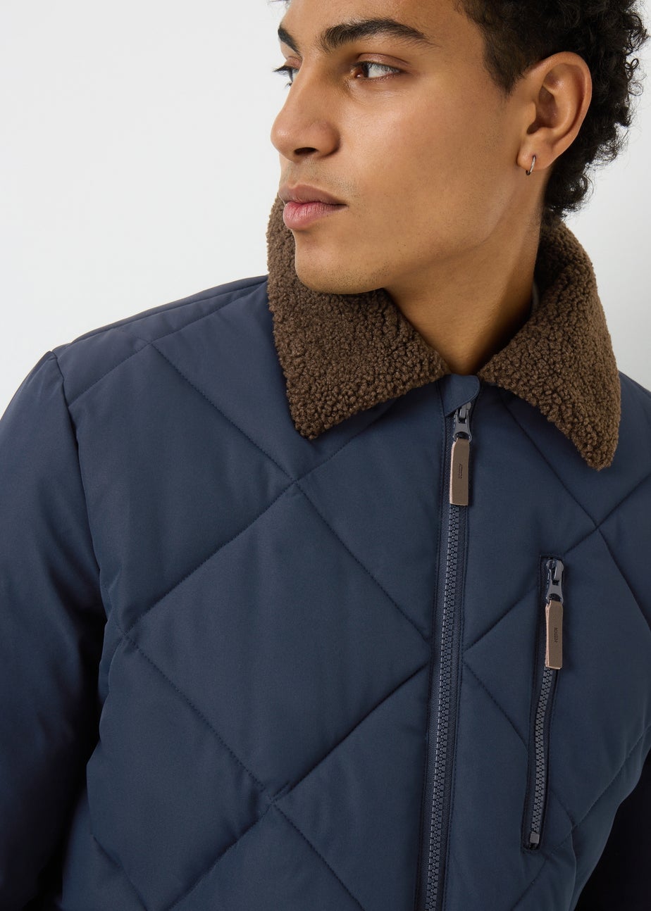 Showerproof Navy Borg Puffer Jacket