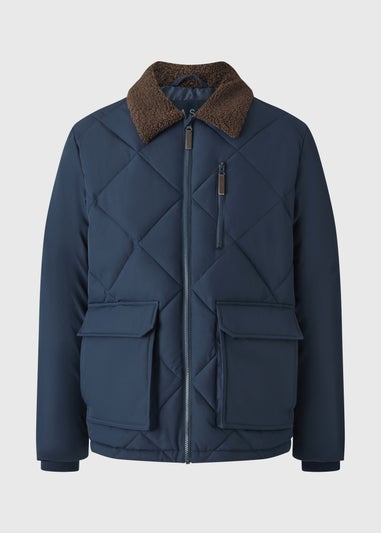 Showerproof Navy Borg Puffer Jacket