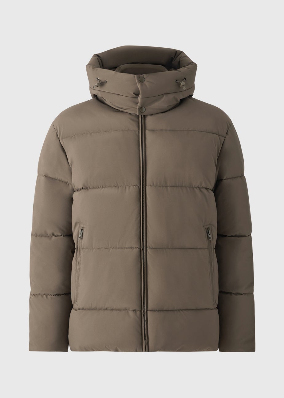 Showerproof Khaki Mid Length Puffa Coat
