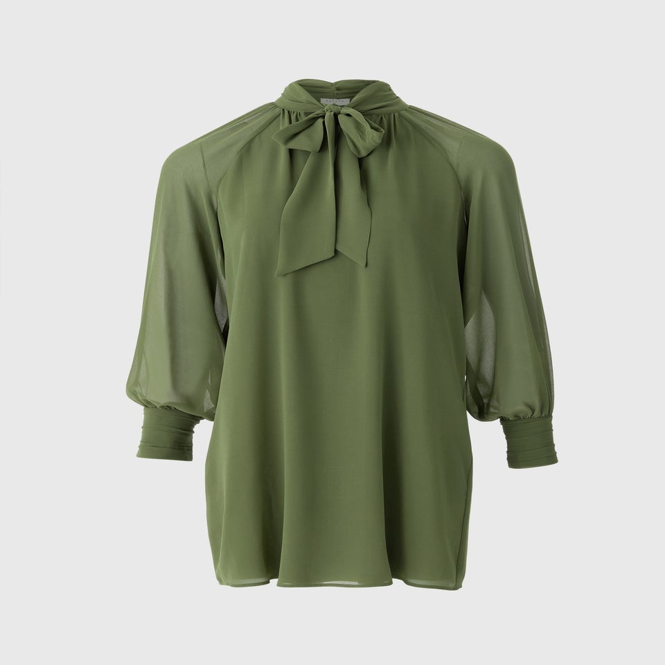 Green Tie Neck Mini Dress