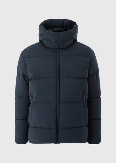Showerproof Navy Mid Length Puffer Coat
