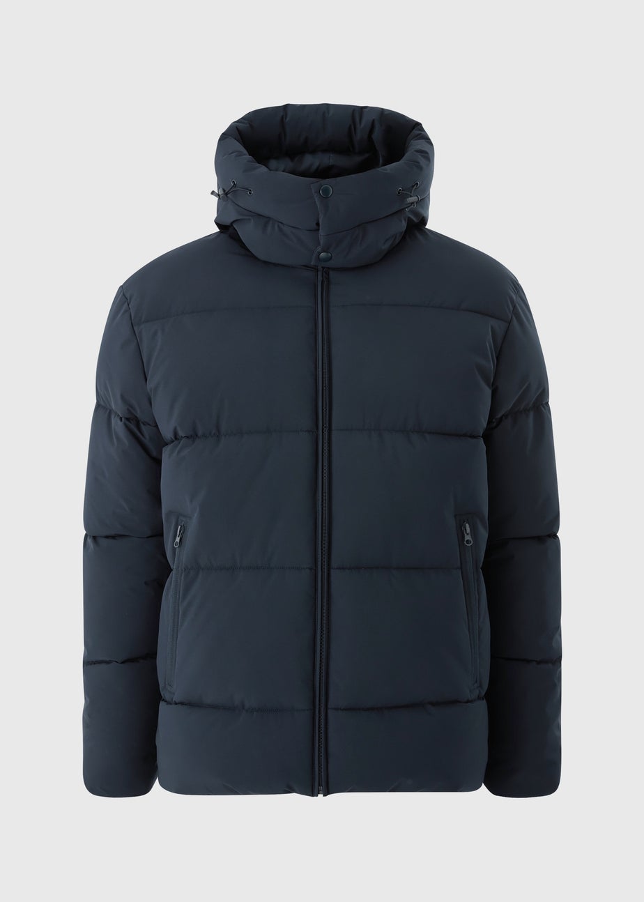 Showerproof Navy Mid Length Puffer Coat