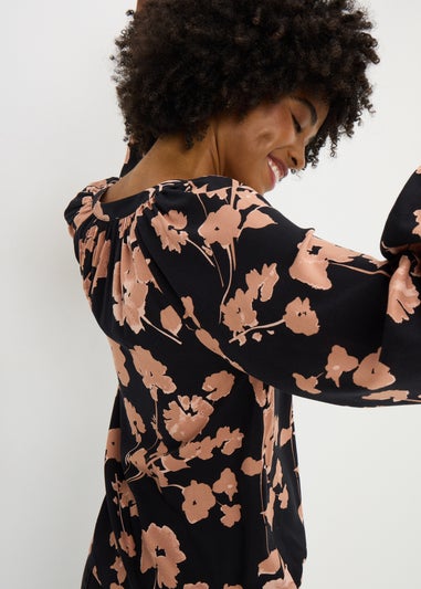 Pink Floral Popover Blouse