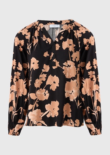 Pink Floral Popover Blouse