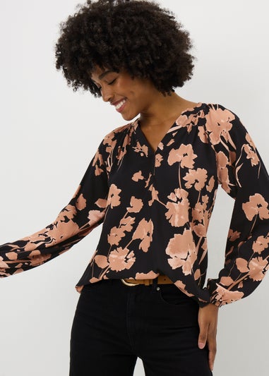 Pink Floral Popover Blouse