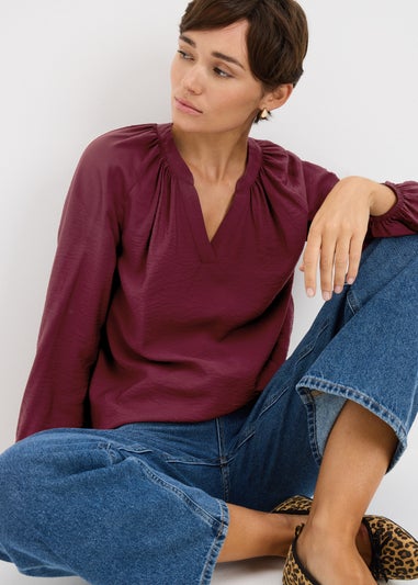 Burgundy Popover Blouse