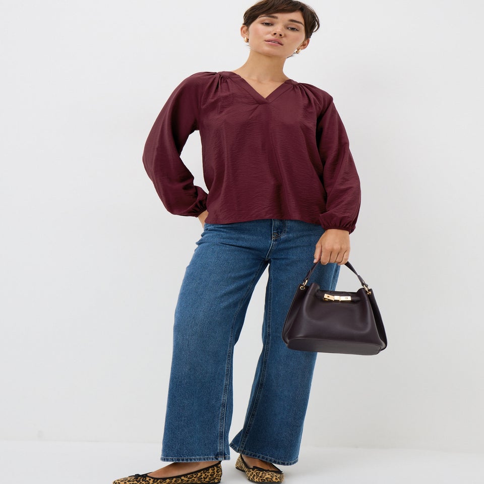 Burgundy Popover Blouse