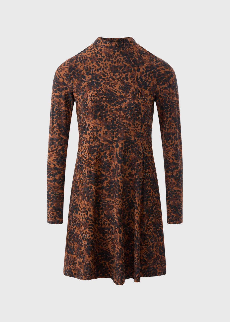 Brown Animal Supersoft Mini Dress