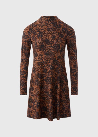 Brown Animal Supersoft Mini Dress
