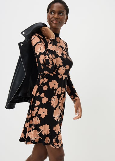 Pink Large Floral Mini Dress