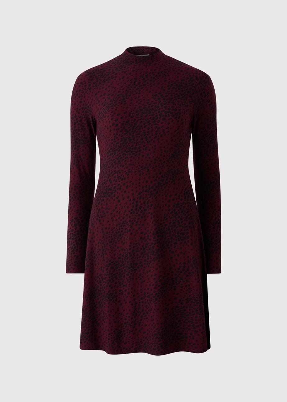 Burgundy Spot Print Supersoft Mini Dress