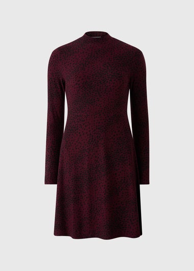 Burgundy Spot Print Supersoft Mini Dress