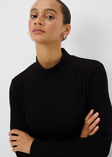 Black Cosy High Neck Mini Dress