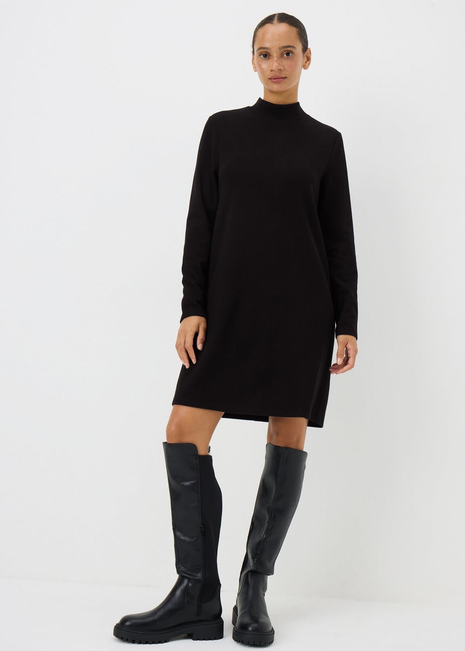 Black Cosy High Neck Mini Dress