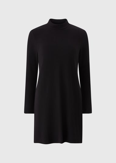 Black Cosy High Neck Mini Dress