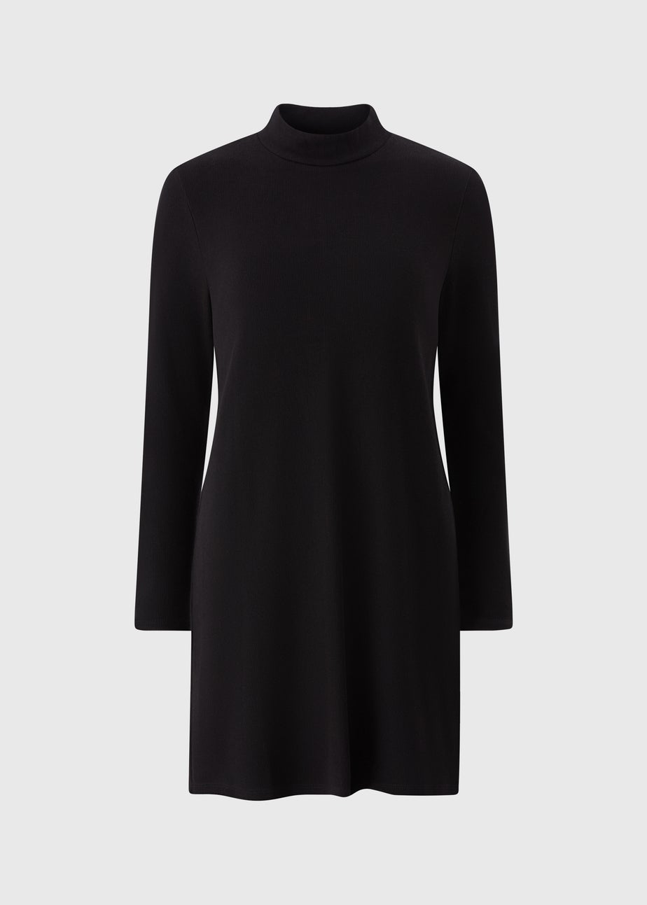 Black Cosy High Neck Mini Dress