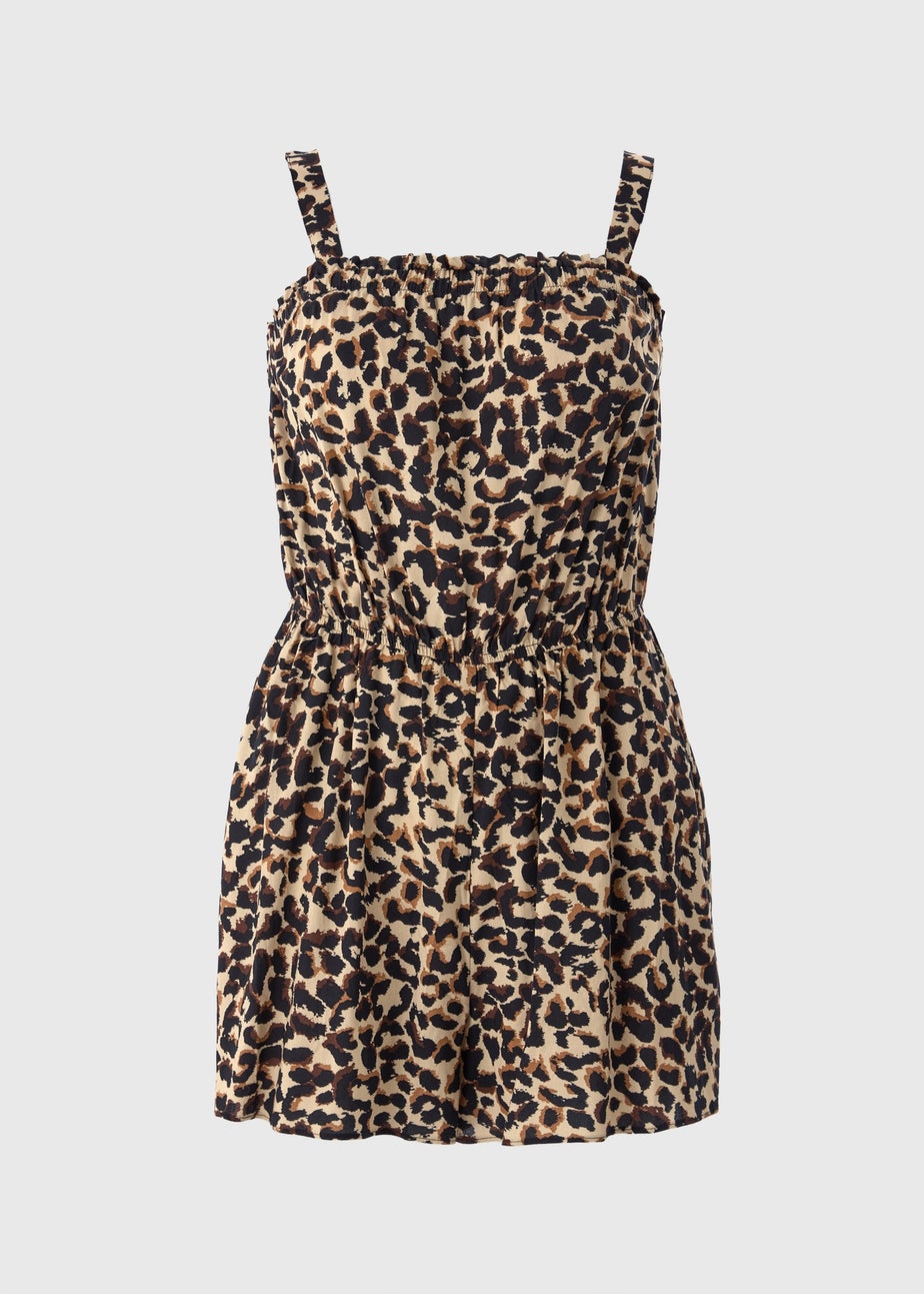 Brown Animal Pattern Playsuit
