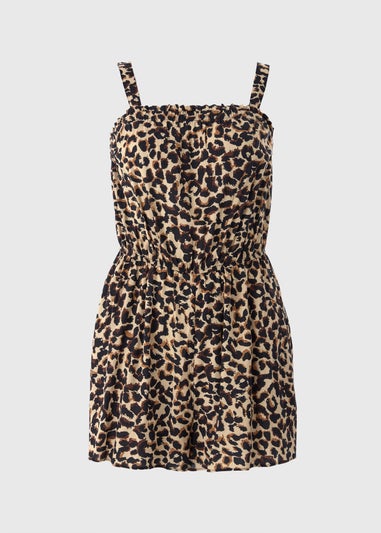 Brown Animal Pattern Playsuit