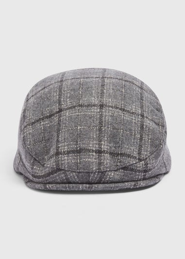 Grey Check Flat Cap